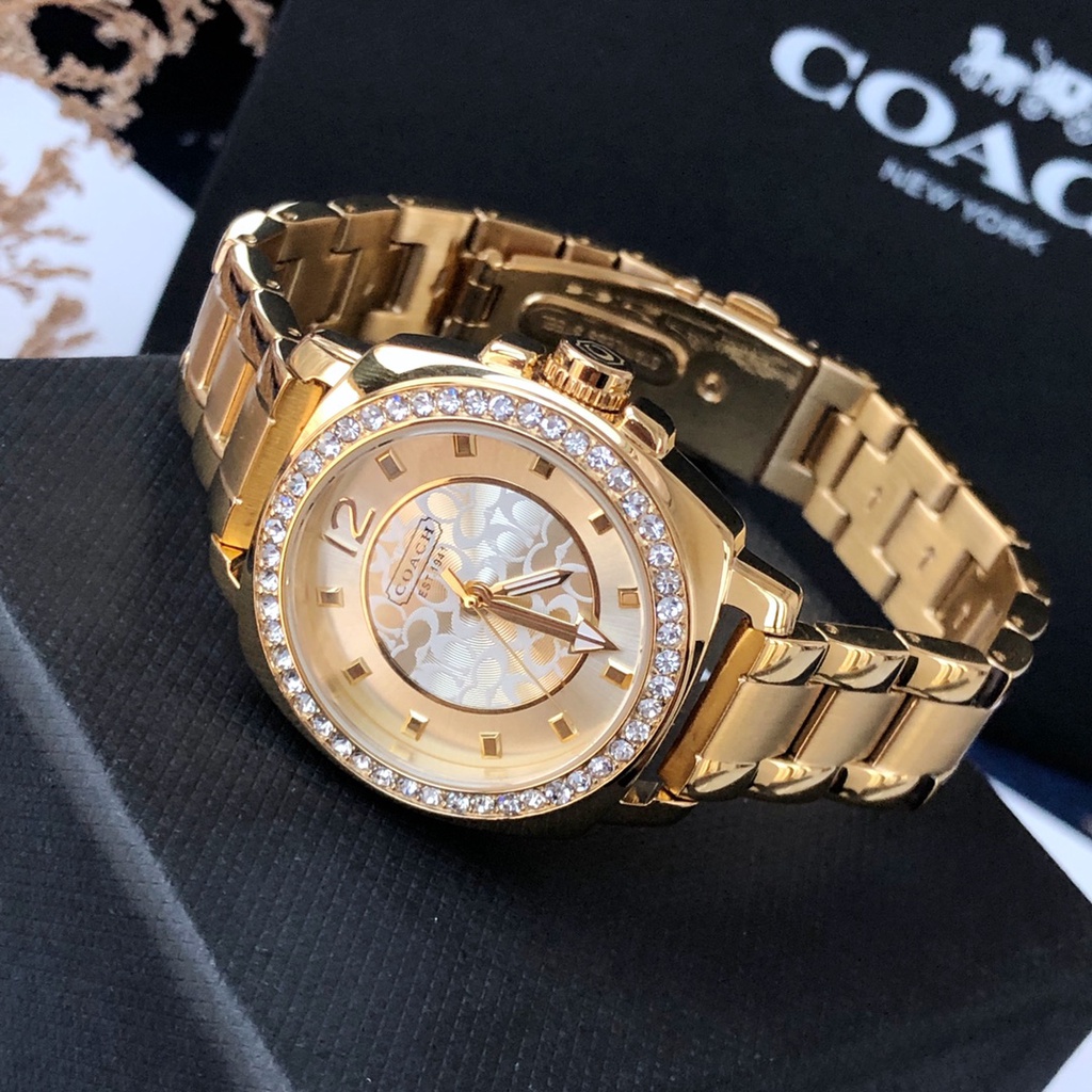 Coach Women's Mini Boyfriend Gold Crystal Glitz Watch 14501700 14501701 14501699 34mm