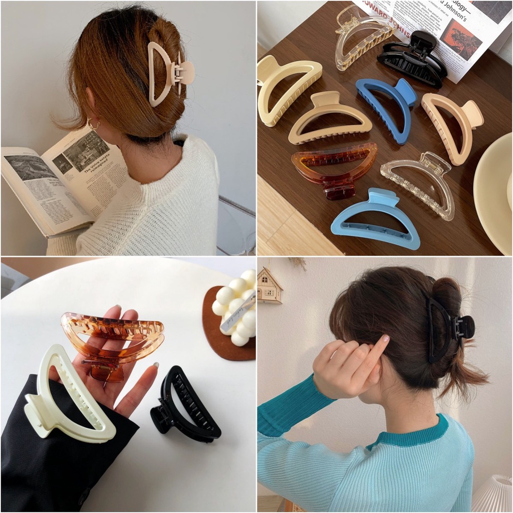 Jojo COCO กิ๊บติดผมหางม้า แบบใส ครึ่งวงกลม สีขาว