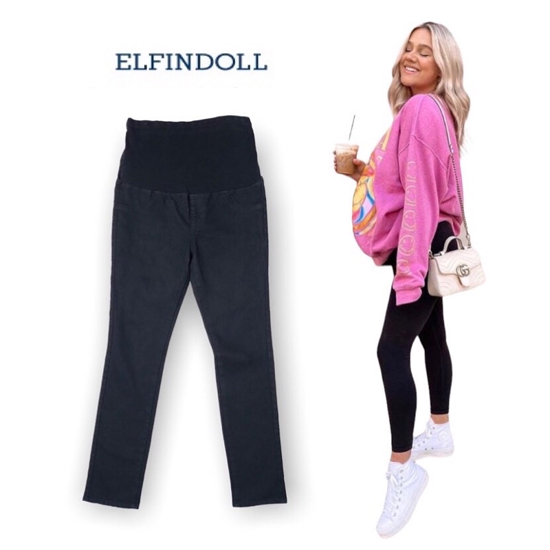 Used Elfin Doll Maternity Skinny Jeans ผ้ายีนส์ฟอก กางเกงคนท้อง