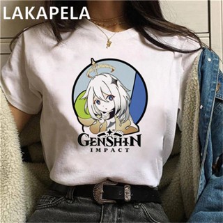 เสื้อยืดสไตล์เกาหลี Nieuwe เกม Genshin ผลกระทบ Esthetische Grafische เสื้อยืด Vrouwen ฮาราจูกุญี่ปุ่น Stijl เสื้อยืดขนาด