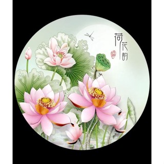 ครอสติชพิมพ์ลาย(ดอกบัวร่วมสมัย) ไหม Silk