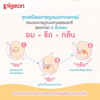 ขวดนมสีชาและสีขุ่น Pigeon คอกว้าง พร้อม จุกนมเสมือนนมมารดา