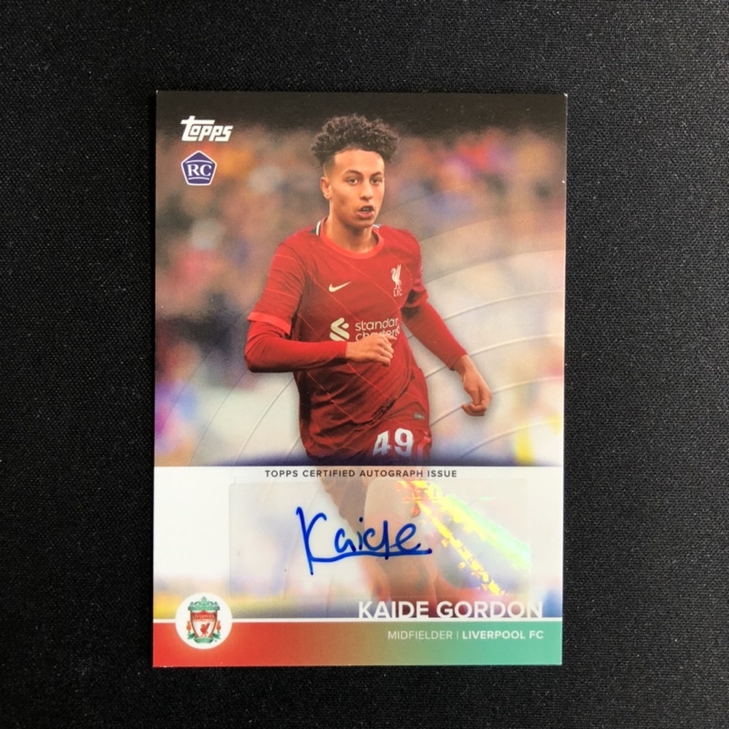 การ์ดฟุตบอล Topps Liverpool Teamset 2022 / ลายเซ็น / Kaide Gordon