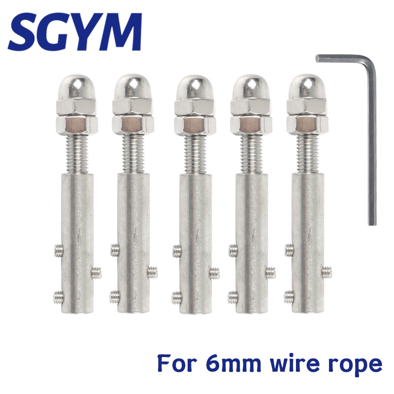 10pcs handscrew Clamp Wire Rope 6mm Threaded Stud Tension End Fitting