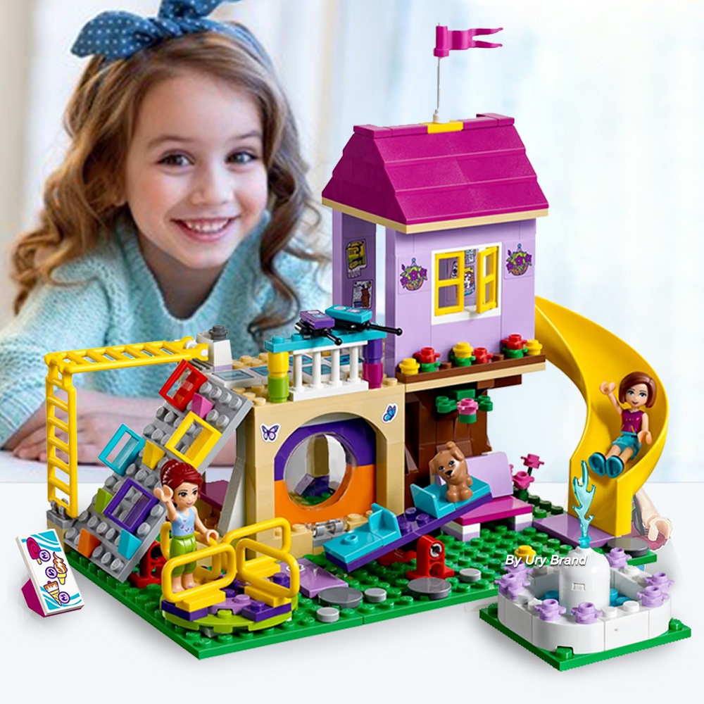 ┋◈ใช้งานร่วมกับ Lego Friends House Lepin สาว Heartlake City Siennas สนามเด็กเล่นชุดอาคาร Blos 41325 
