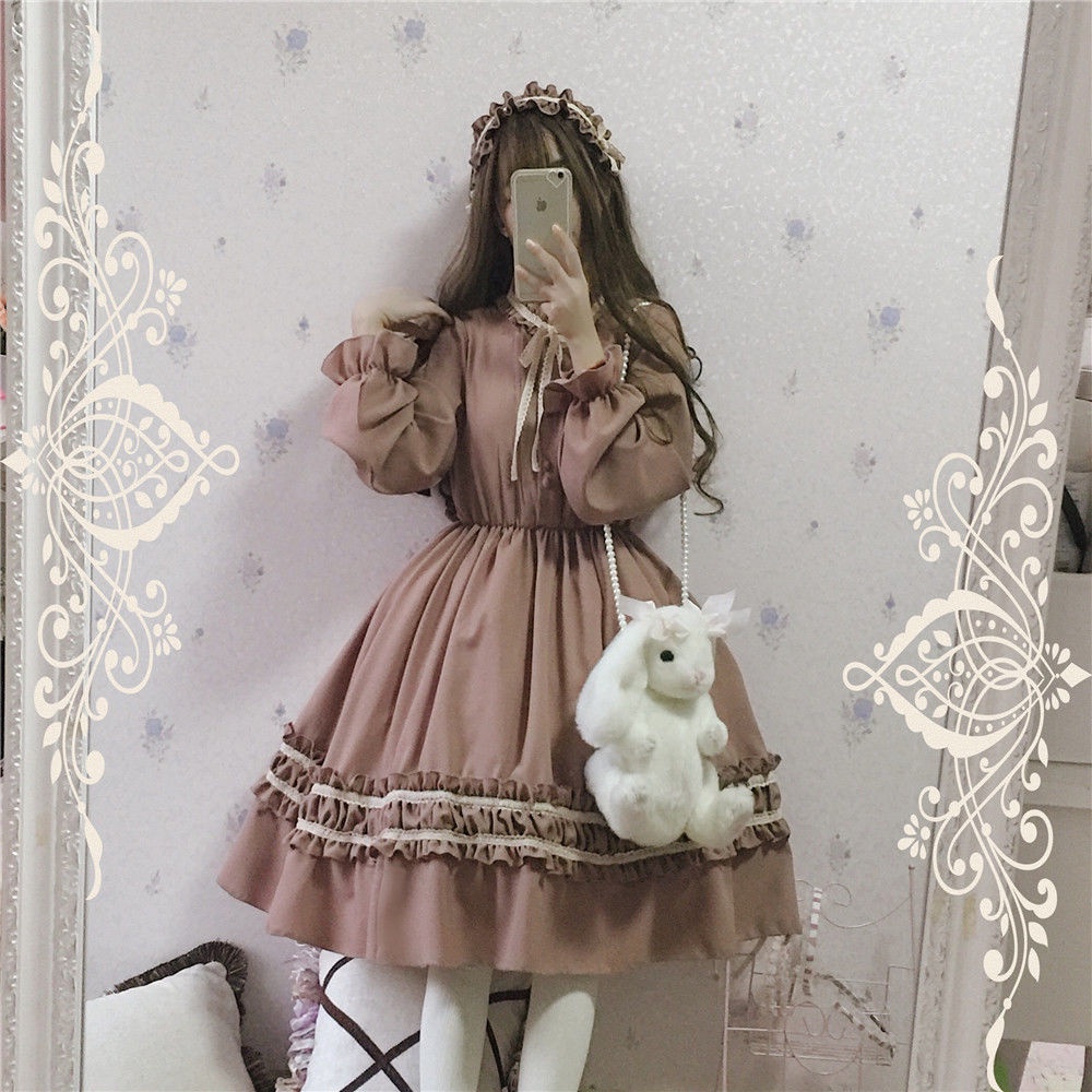 Victorian medieval Gothic Lolita Dress Women Vintage Long Sleeve Retro Temperament  Tea Party Sweet Lolita Dress #3