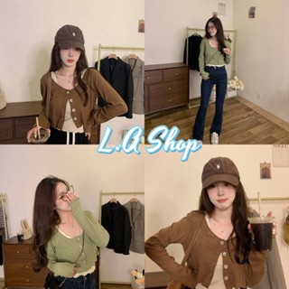 L.A Shop พร้อมส่ง  เสื้อกล้าม+เสื้อแขนยาวไหมพรม ได้2 ชิ้น เก๋ใส่สบายมาก "45638+45639"