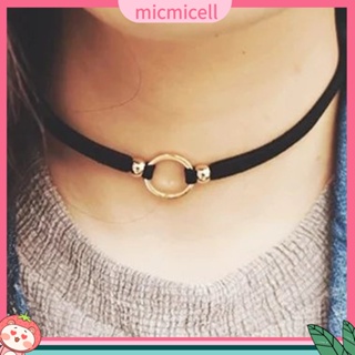 (micmicell) เครื่องประดับแฟชั่นสตรีสร้อยคอโชคเกอร์กํามะหยี่จี้วงกลมขนาดเล็ก