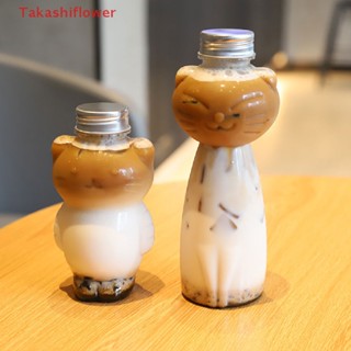 (Takashiflower) ขวดใส่เครื่องดื่ม น้ําผลไม้ นม ชานม แบบใส โฮมเมด