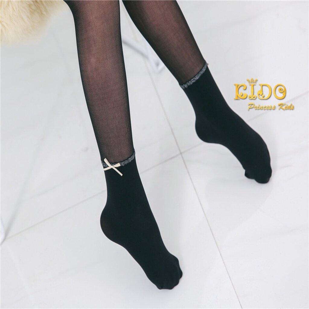 ถุงน่องเด็ก(หน้าร้านอยู่รัชดา)L446 สีดำ ด้านบนซีทรูด่านล่างทึบ