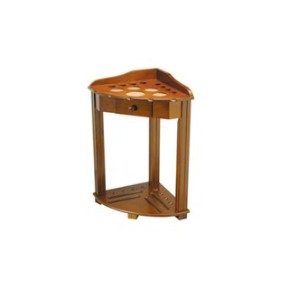 Corner Cue Stand with Drawer - Honey