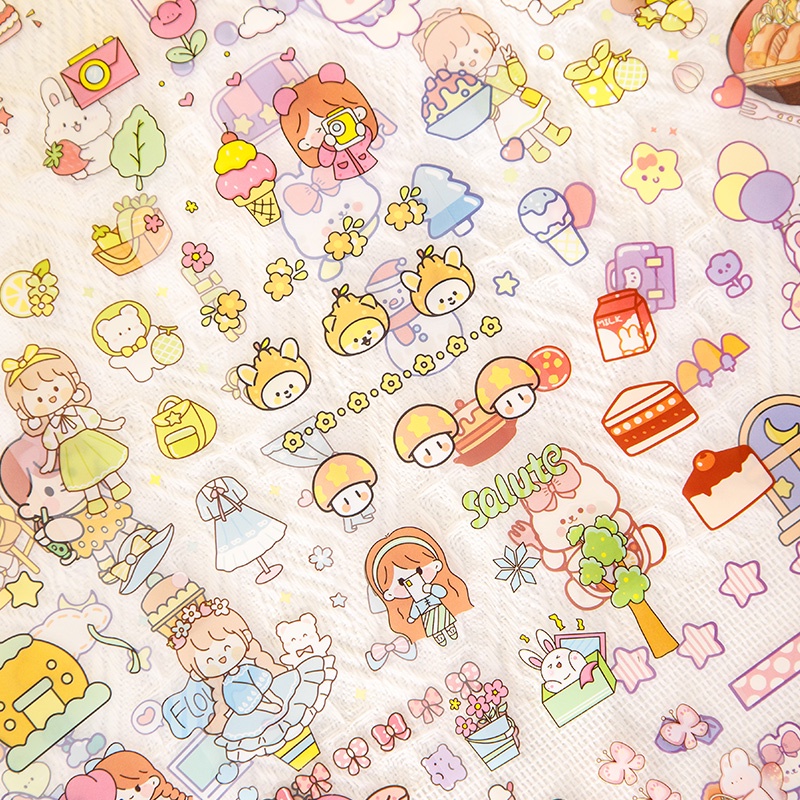 ชุดสติกเกอร์ PET กันน้ํา ลายการ์ตูน แบบยาว รูปที่ 4