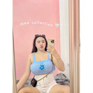 เสื้อสายเดี่ยวแต่งดอกไม้