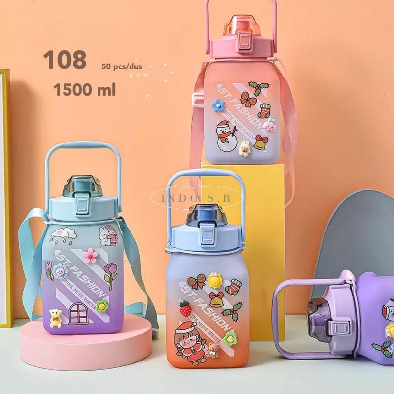 Gantungan Gemoy Viral Gradation Box Bottle 1500ML / 1.5 ลิตร ฟรี 2D & สติ๊กเกอร์และเชือกแขวน 3 มิติ 