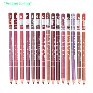 Amongspring&gt; ใหม่ ดินสอเขียนขอบปาก แบบไม้ กันน้ํา สําหรับผู้หญิง 1 ชิ้น