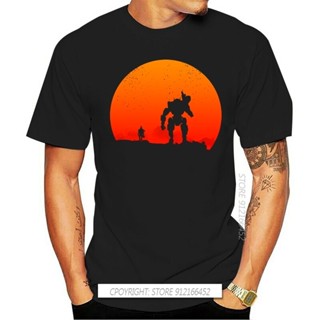 เสื้อยืดแฟชั่น ไททัน Respawn บันเทิง Titanfall 2 Tshirts คลาสสิกซันเซ็ทนักกีฬาตลกออกแบบเกมพ่อวันผู้ชายผ้าฝ้ายเสื้อยืด