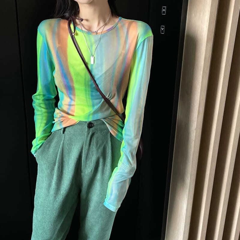 เสื้อยืด ผ้าชีฟอง แบบบาง ป้องกันแดด เข้ากับทุกการแต่งกาย แฟชั่นฤดูร้อน สไตล์เรโทร สําหรับผู้หญิง