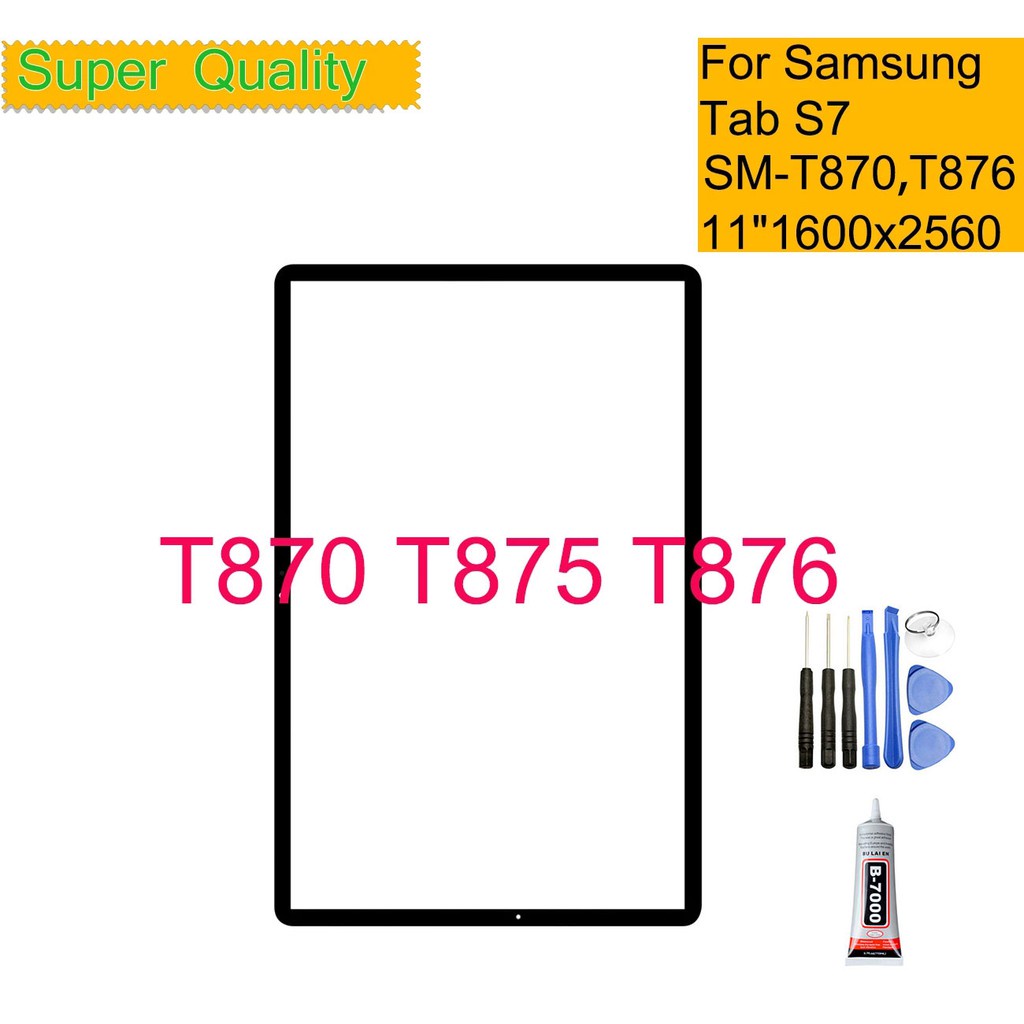 สําหรับ Samsung Galaxy Tab S7 T870 T875 T876 แผงหน้าจอสัมผัสแท็บเล็ตด้านหน้าด้านนอก LCD Glass เลนส์เ