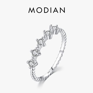 Modian แหวนเงินแท้ 925 แบบใส ซ้อนกันได้ เครื่องประดับแฟชั่น สําหรับผู้หญิง