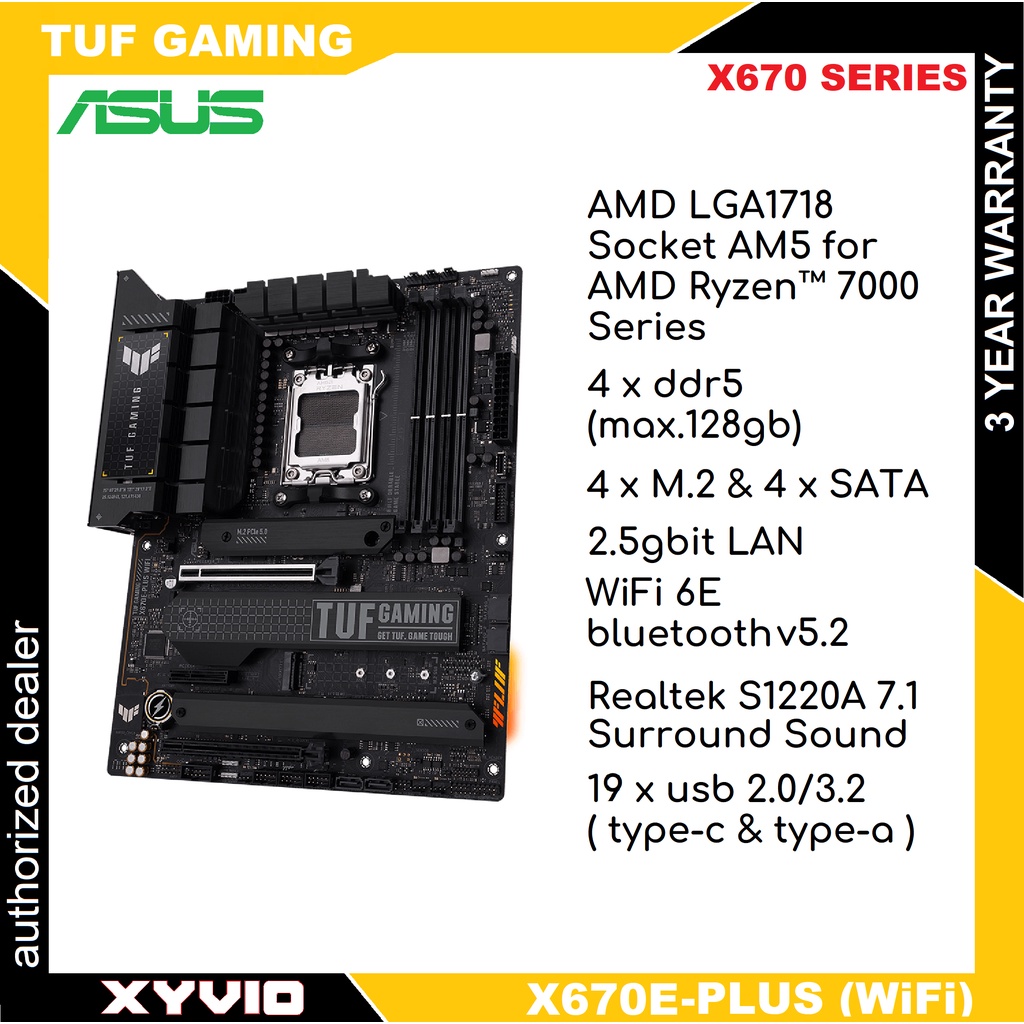 ASUS TUF GAMING X670E-PLUS WIFI 6E AMD AM5 LGA 1718 เมนบอร์ด