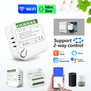 Wenqia โมดูลสวิตช์ไฟอัจฉริยะ Tuya Mini WIFI AC 110V 220V รองรับ 2 ทาง ควบคุมผ่านแอปพลิเคชัน สําหรับ Alexa Google Home