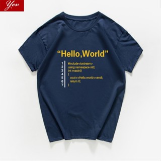 Hello,World ตลก T เสื้อผู้ชาย Programmer เสื้อยืดลาย Casual Aethetic Tshirt ฤดูร้อนผู้ชายเสื้อผ้าผู้ชาย