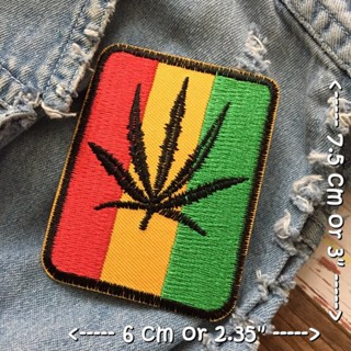 ใบกัญชา Reggae ตัวรีดติดเสื้อ อาร์มรีด อาร์มปัก ตกแต่งเสื้อผ้า หมวก กระเป๋า แจ๊คเก็ตยีนส์ Hipster Embroidered Iron on...