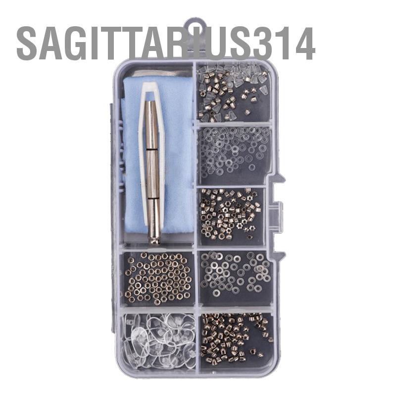 Sagittarius314. อุปกรณ์เสริมแว่นตาสกรู ชุดซ่อมกรอบแว่นตา กล่องเครื่องมือ Frameless Mirror Leg Washer อะไหล่ไขควงจมูก ชุดสกรู 500pcs