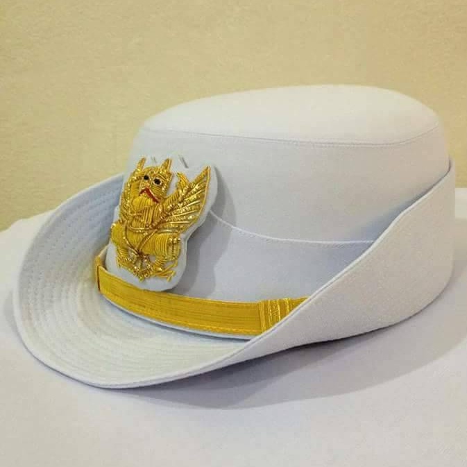 หมวกขาวราชการ หญิง หน้าครุฑปักดิ้น
