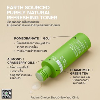 【ลดสูงสุด 200 ใส่โค้ด 8MZCRVW 】Paulas Choice Earth Sourced Purely Natural Refreshing Toner