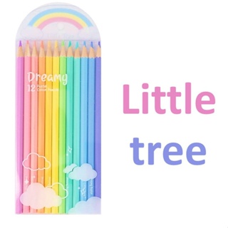 สีไม้พาสเทล 12 สี แท่งยาว ตรา Little tree ดินสอสี สีไม้ (จำนวน 1 กล่อง)