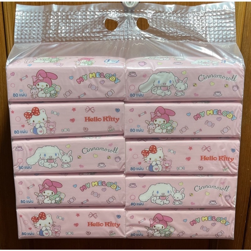 ทิชชู่แบบยาว(ยกเเพ๊ค10ห่อ) ลายKitty/ยูนิคอร์น/RABBIT/BEAVER แท้ 100% หนา 3 ชั้น (1 ห่อ/ 70 แผ่น) #7