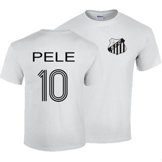 เสื้อยืดแขนสั้นลําลอง ผ้าฝ้าย 100% พิมพ์ลาย Pele Brazil Santos King Of Football Brasil พลัสไซซ์ ไซซ์ XS-