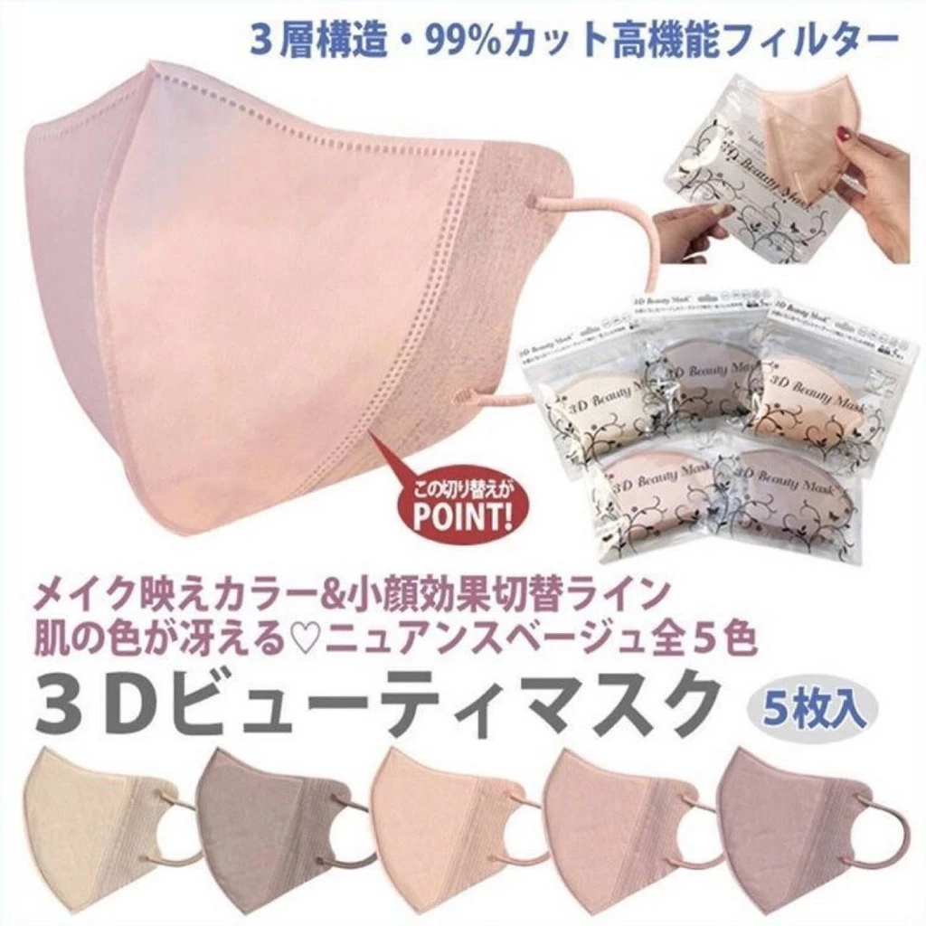 หน้ากากอนามัย Lotte3D Beauty mask สำหรับผู้ใหญ่ หน้ากากอนามัยแมสยอดฮิต ทรงเกาหลี เนื้อนิ่ม 1แพ็ค10ชิ้น