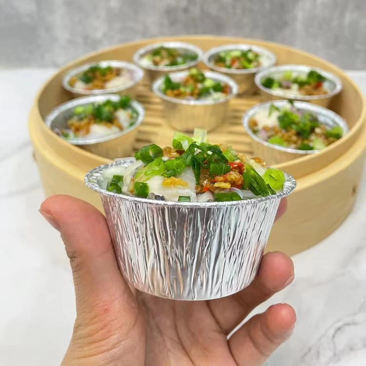 พร้อมจัดส่ง🚛ถ้วยอบขนม、ถ้วยอลูมิเนียมฟอยล์ ทรงกลม 125ml 10ใบ\20ใบ\30ใบ Aluminum foil air fryer paper tray H-A-8 thumbnail 4
