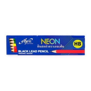 ดินสอไม้ HB เอลเฟ่น Neon(กล่อง12แท่ง)