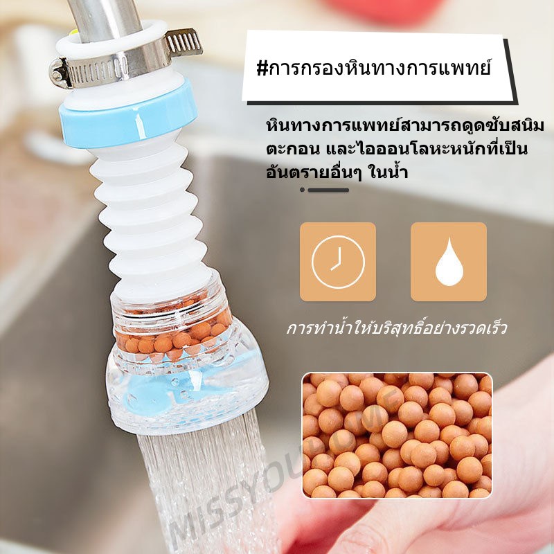 พร้อมส่ง MISSYOU HOMEหัวต่อก๊อกน้ำ หัวต่อกันน้ำกระเด็น ก๊อกต่อหมุนได้ 360 องศา หัวกรองน้ำ ก๊อกกรองน้ำ