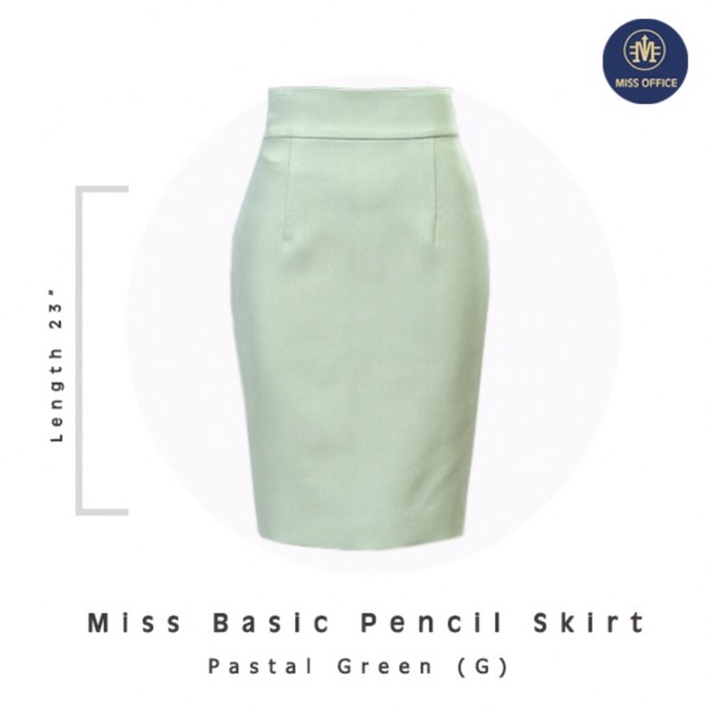 Miss Basic Pencil skrit - Pastel Green (Miss office)