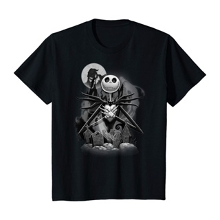 เสื้อยืด พิมพ์ลาย Nightmare Before Jack Night Scene CMoanc74KOgjkm92 สไตล์คลาสสิก ไม่ซ้ําใคร สําหรับผู้ชายS-5XL