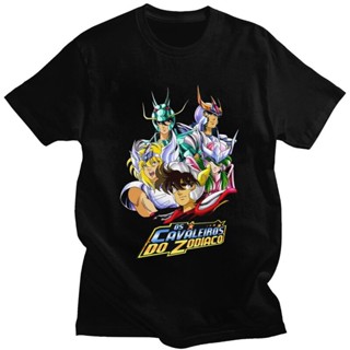 เสื้อผ้าแฟชั่น เสื้อยืด ผู้ชาย Saint Seiya อัศวินของนักษัตรเสื้อยืดแขนสั้นผ้าฝ้าย Tshirt เสื้อยืดสไตล์การ์ตูนการ์ตูนทีท็