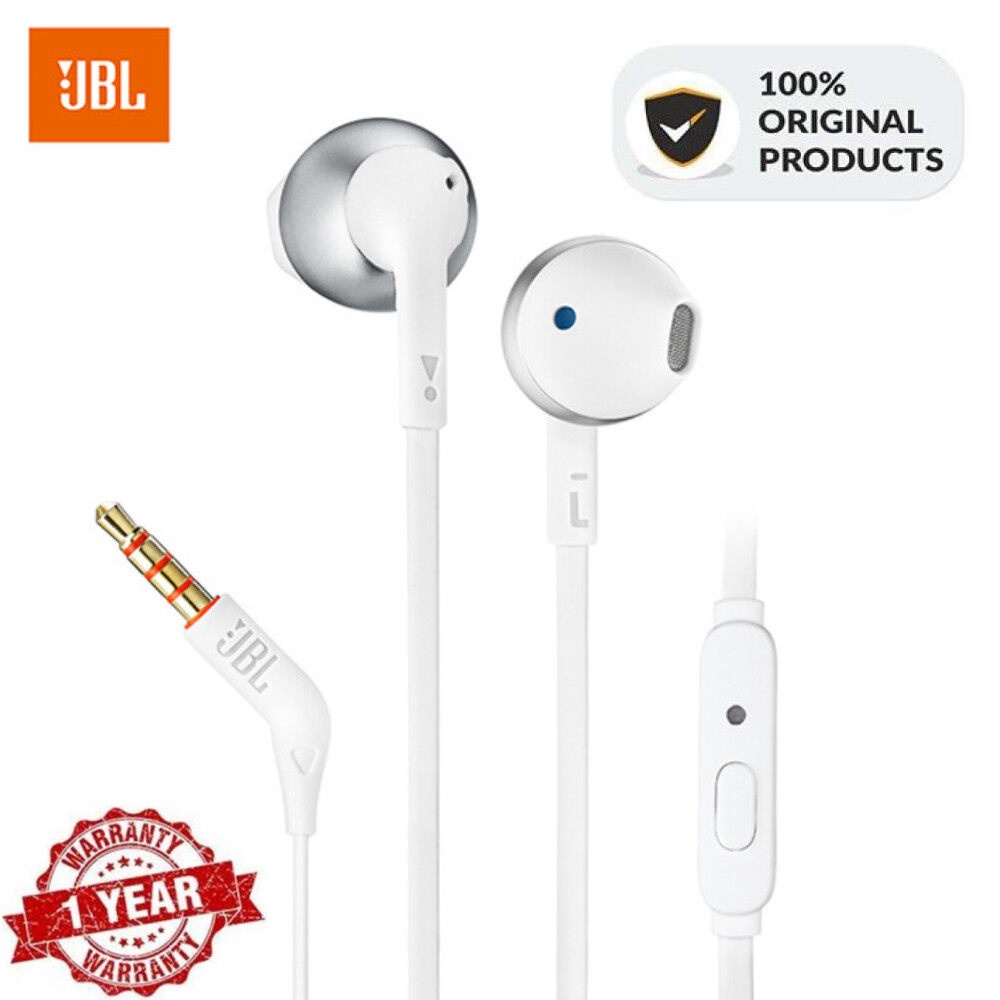 ของแท้ JBL T205 ชุดหูฟังเล่นเกม แบบมีสาย 3.5 มม. 1 ปุ่มกด พร้อมไมโครโฟน