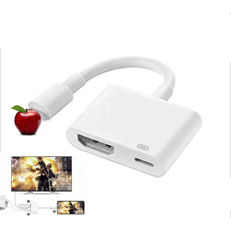 สายต่อมือถือเข้าทีวี สายต่อโทรศัพท์เข้าทีวี Light to HDMI Jack Audio TV Adapter Cable (สำหรับ ไอ5～14