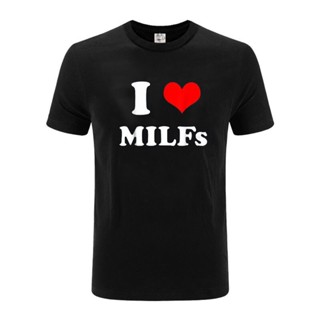 เสื้อยืดพิมพ์ลายแฟชั่น เสื้อยืด ผ้าฝ้าย พิมพ์ลายตัวอักษร I Love MILFs สไตล์ฮิปฮอป แฟชั่นสําหรับผู้ชาย และผู้หญิง#39; s D