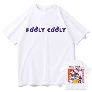 เสื้อยืดชาย อะนิเมะ Fooly Cooly เสื้อยืดพิมพ์สองด้านผู้ชายผู้หญิงการ์ตูนการ์ตูนเสื้อยืดผ้าฝ้ายหลวม Flcl Haruko Vespa สีด