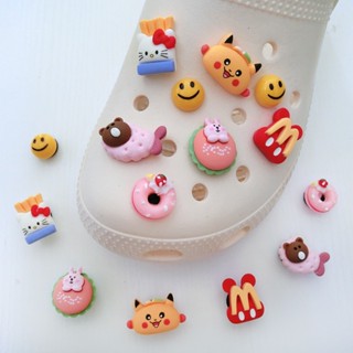 CROCS 【Cute Deco】กระดุมเรซิ่น ลายการ์ตูนแฮมเบอร์เกอร์ เฟรนช์ฟราย แซนวิชน่ารัก DIY 7 แบบ