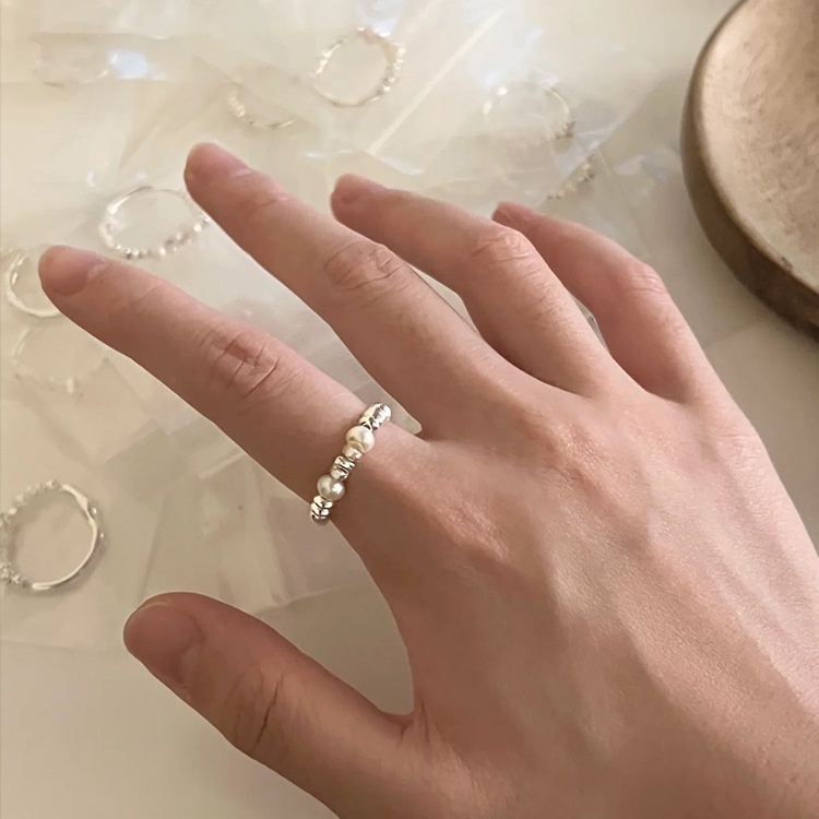 แหวนโลหะ ประดับไข่มุก แฟชั่นสําหรับผู้หญิง - รูปที่ 5