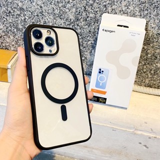 Spigen เคสโทรศัพท์มือถือ แข็ง ขอบนิ่ม ป้องกันกระแทก ขอบสีดํา  สําหรับ IPhone 14 Pro Max 13 Pro Max 12 11 12Promax 13Pro