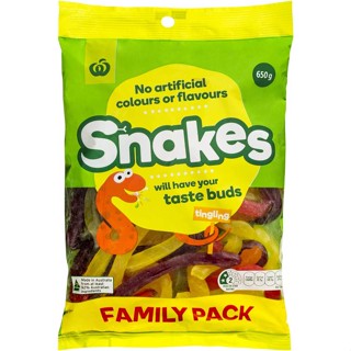 Woolworths Snakes Candies 650g. วูลเวิร์ธลูกอมงู 650กรัม