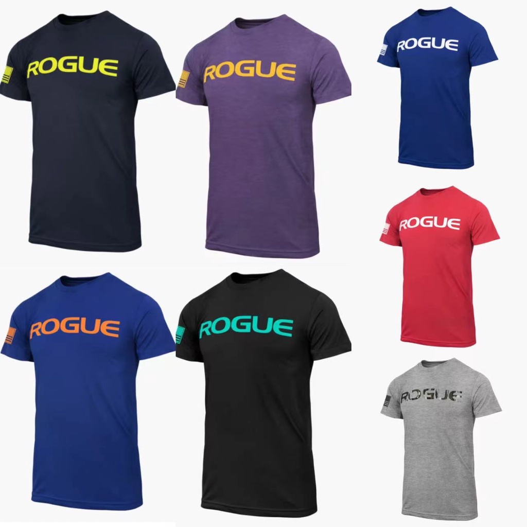 Rogue เสื้อยืดกีฬา ฟิตเนส ยกน้ําหนัก ครอสฟิต รัดรูป ความชื้น ซับเหงื่อ เสื้อผ้าฝึกซ้อมที่ครอบคลุม