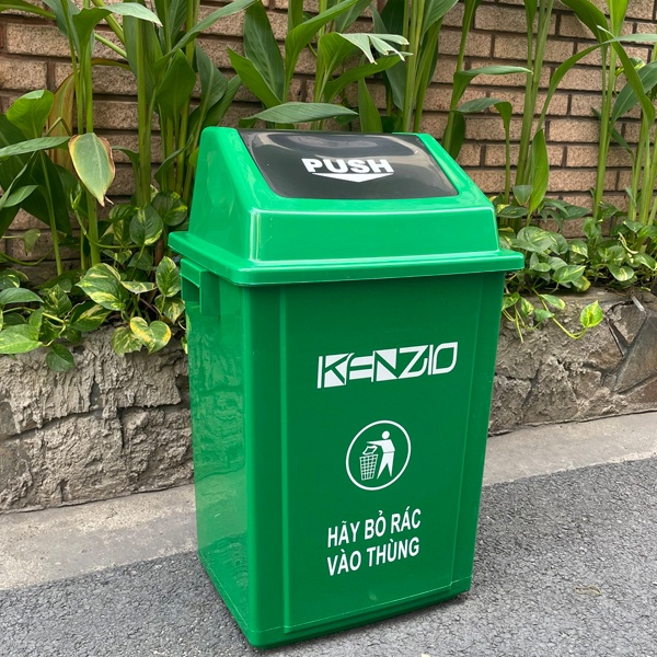 ถังขยะพลาสติกฝาพับ 40 ลิตร ถังขยะพลาสติก 40 ลิตร พร้อมฝาโยก ถังขยะพลาสติกฝาโยก